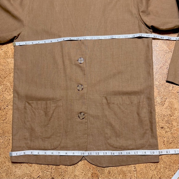 Casual Corner Brown Linen Rayon Collarless Button Blazer Jacket Sz 4 - Picture 8 of 10